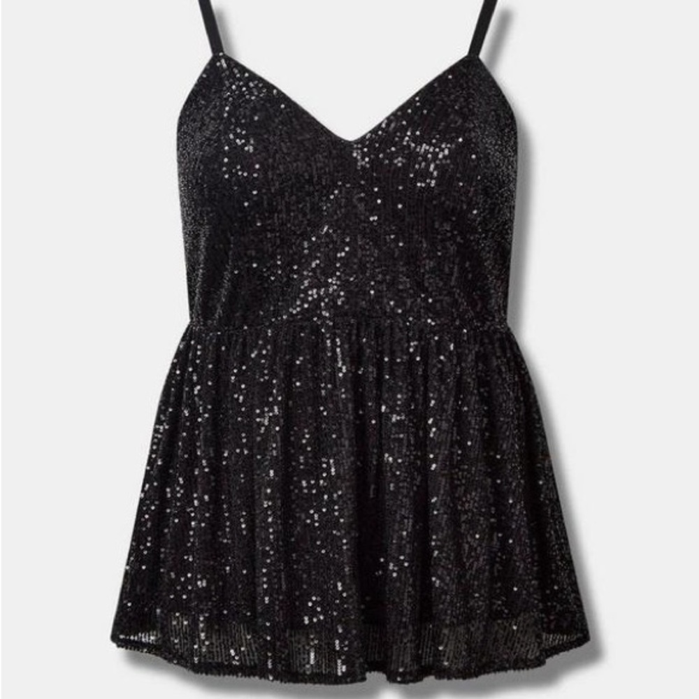 Torrid Peplum Sequin V-Neck Tank, 2X (18-20) NWT